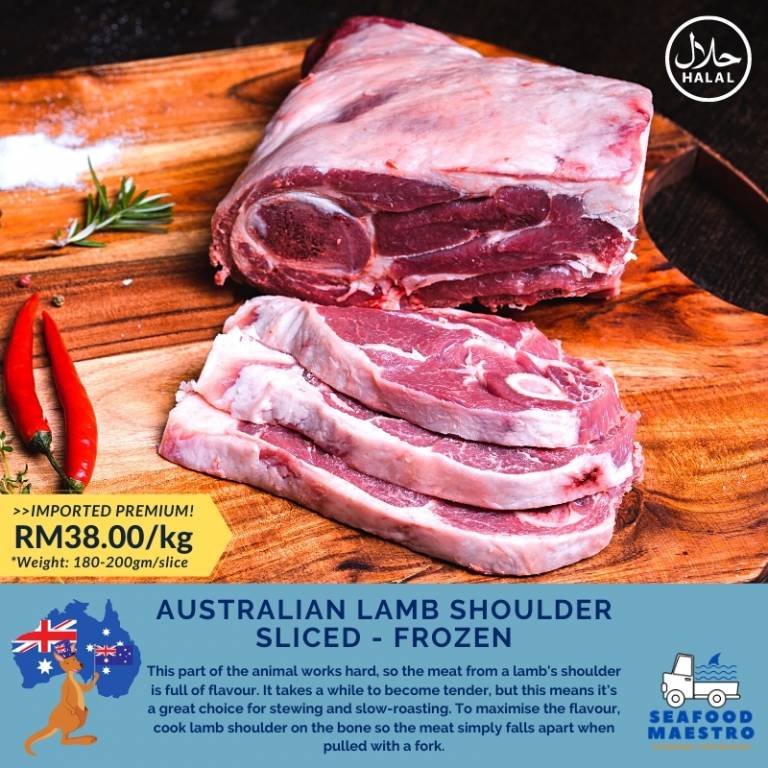 Frozen Australian Lamb Shoulder by kg Sliced Premium Cut Seafood